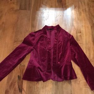Cranberry velvet blazer